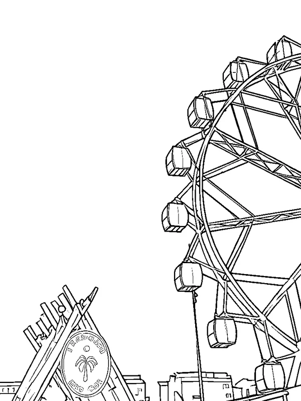 La misma noria convertida en un dibujo para colorear